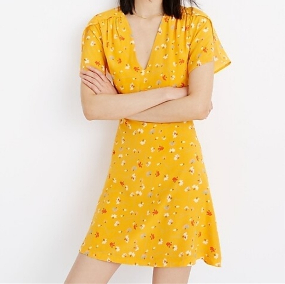 Madewell‎ Belladonna Silk V-Neck Floral Dress
